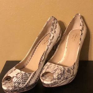 Coach Selma snake peep toe pumps